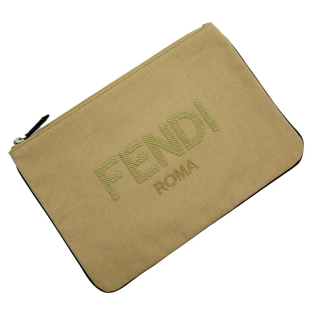 Beige Canvas Fendi Clutch
