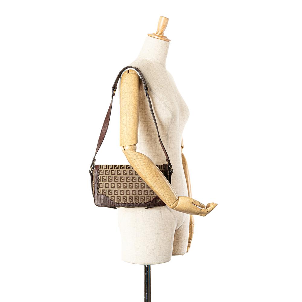 Beige Canvas Fendi Shoulder Bag