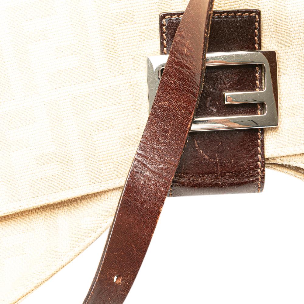 Beige Canvas Fendi Shoulder Bag