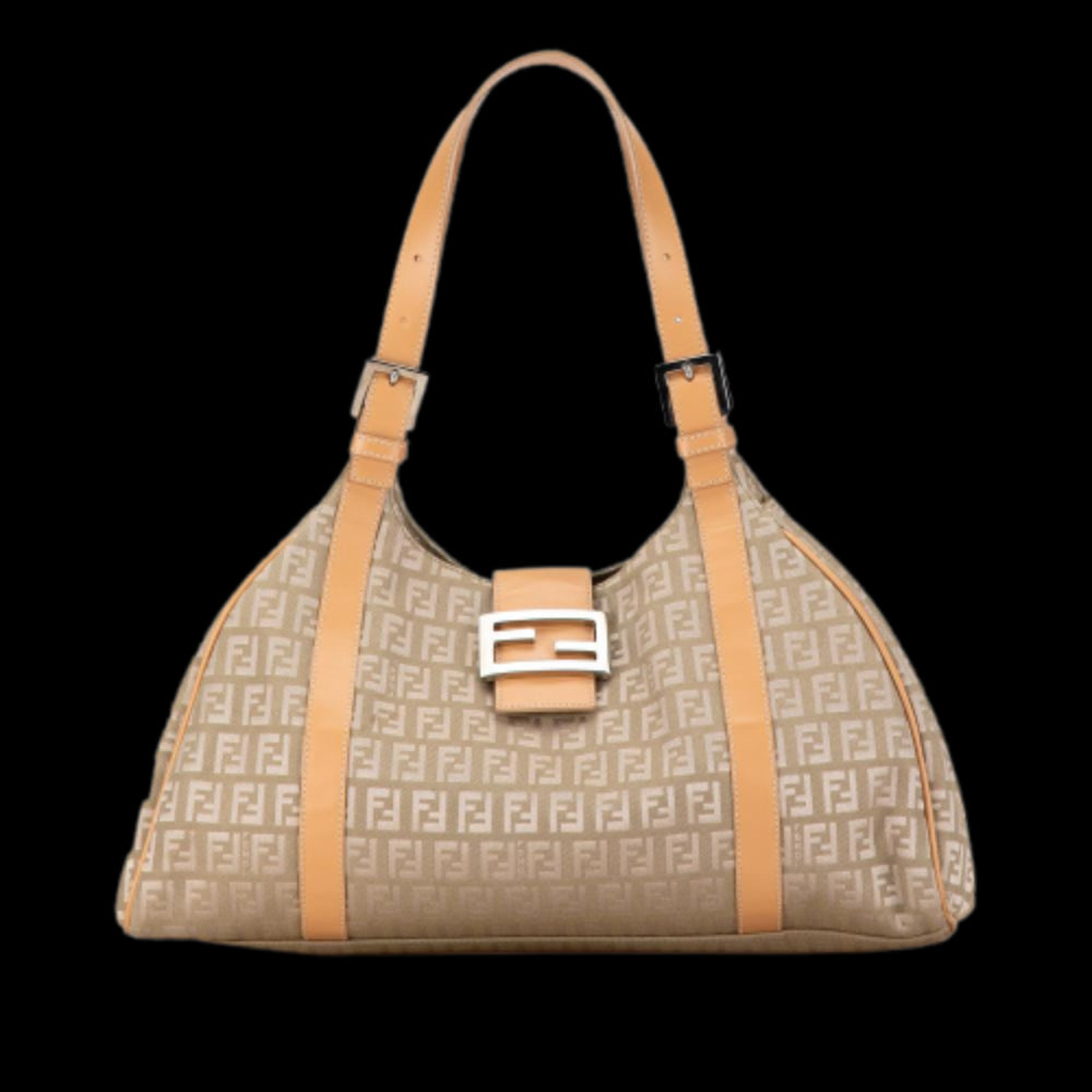 Beige Canvas Fendi Shoulder Bag