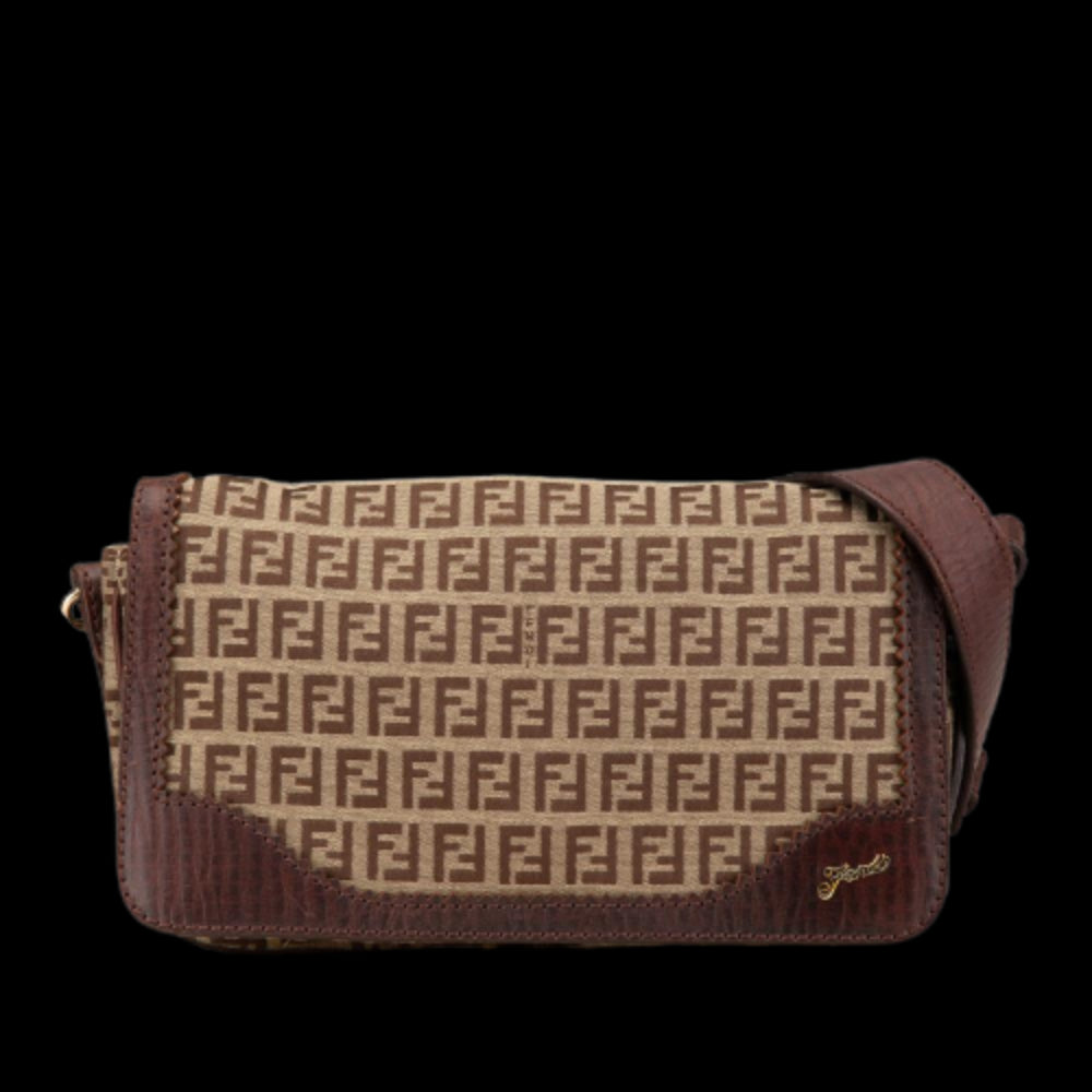 Beige Canvas Fendi Shoulder Bag