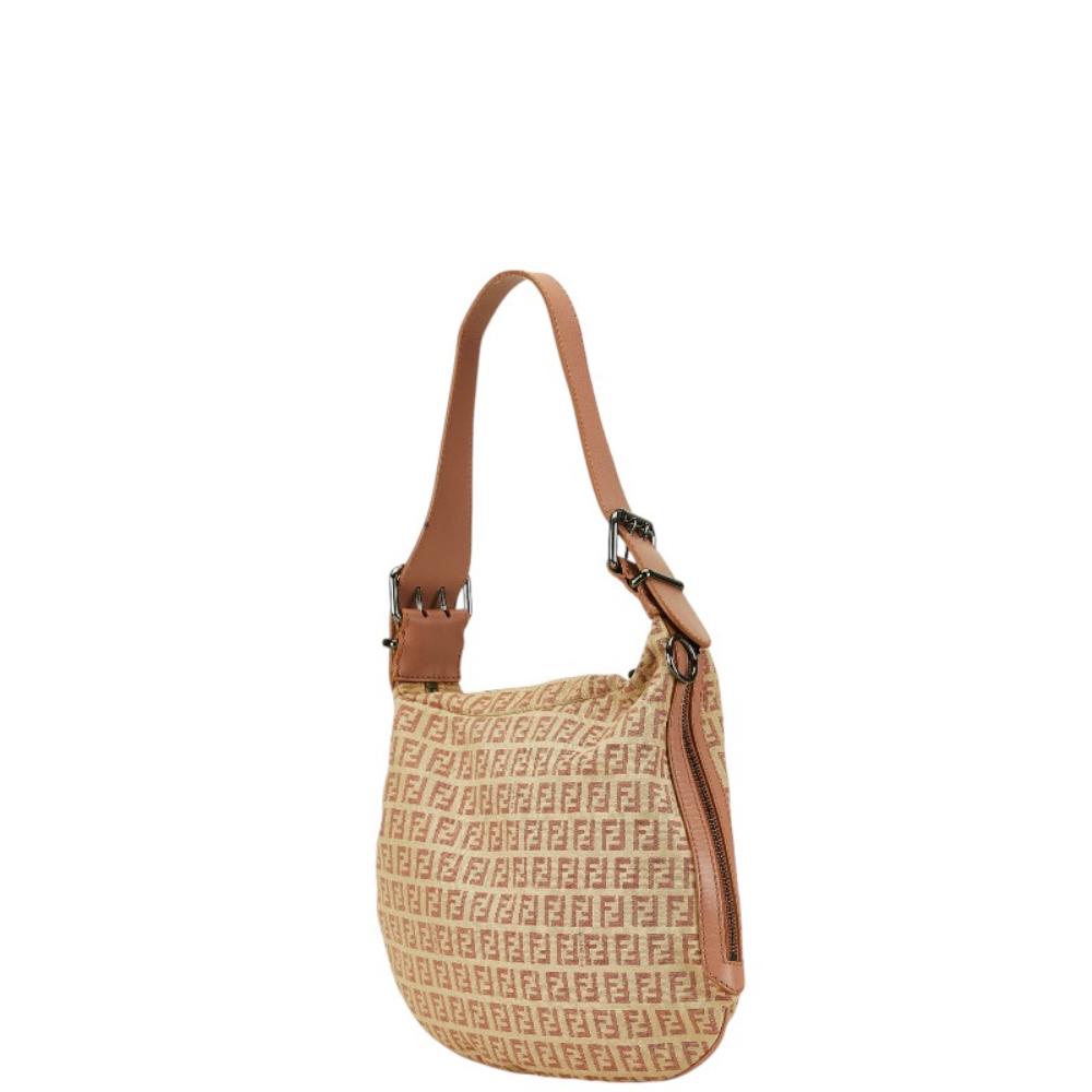 Beige Canvas Fendi Shoulder Bag