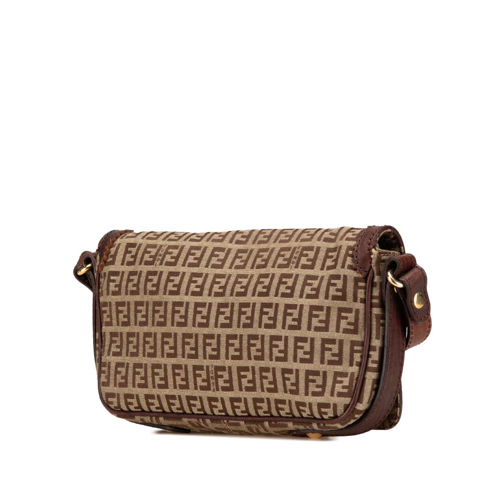 Beige Canvas Fendi Shoulder Bag