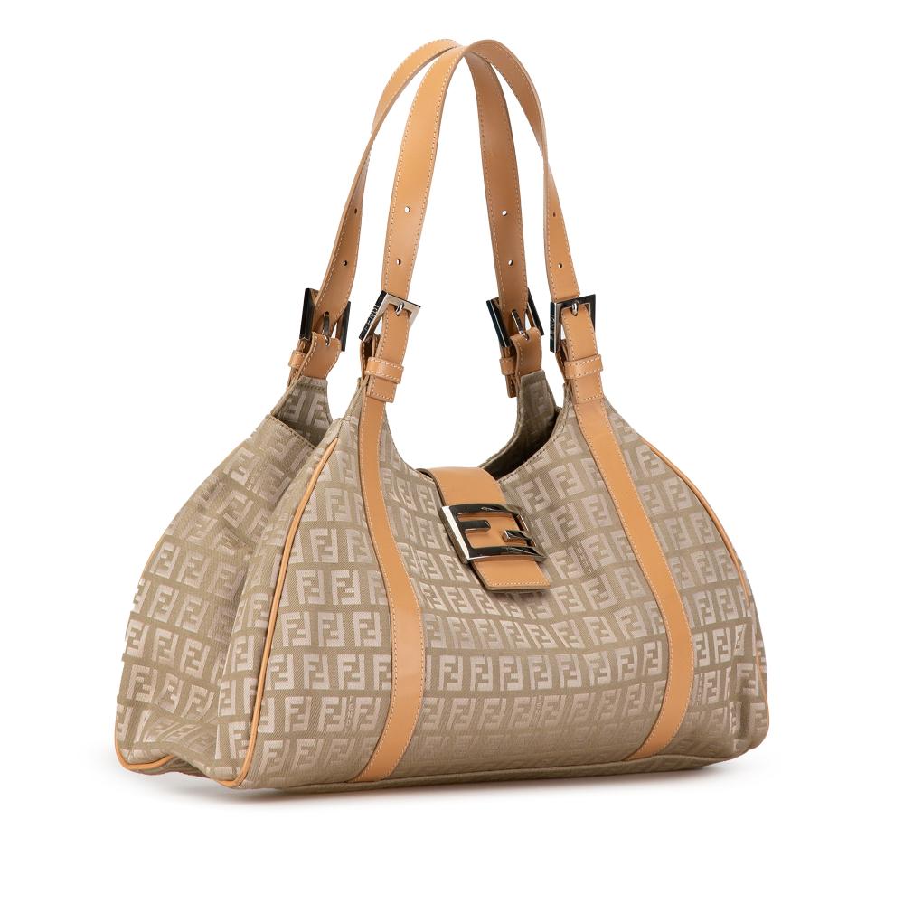 Beige Canvas Fendi Shoulder Bag