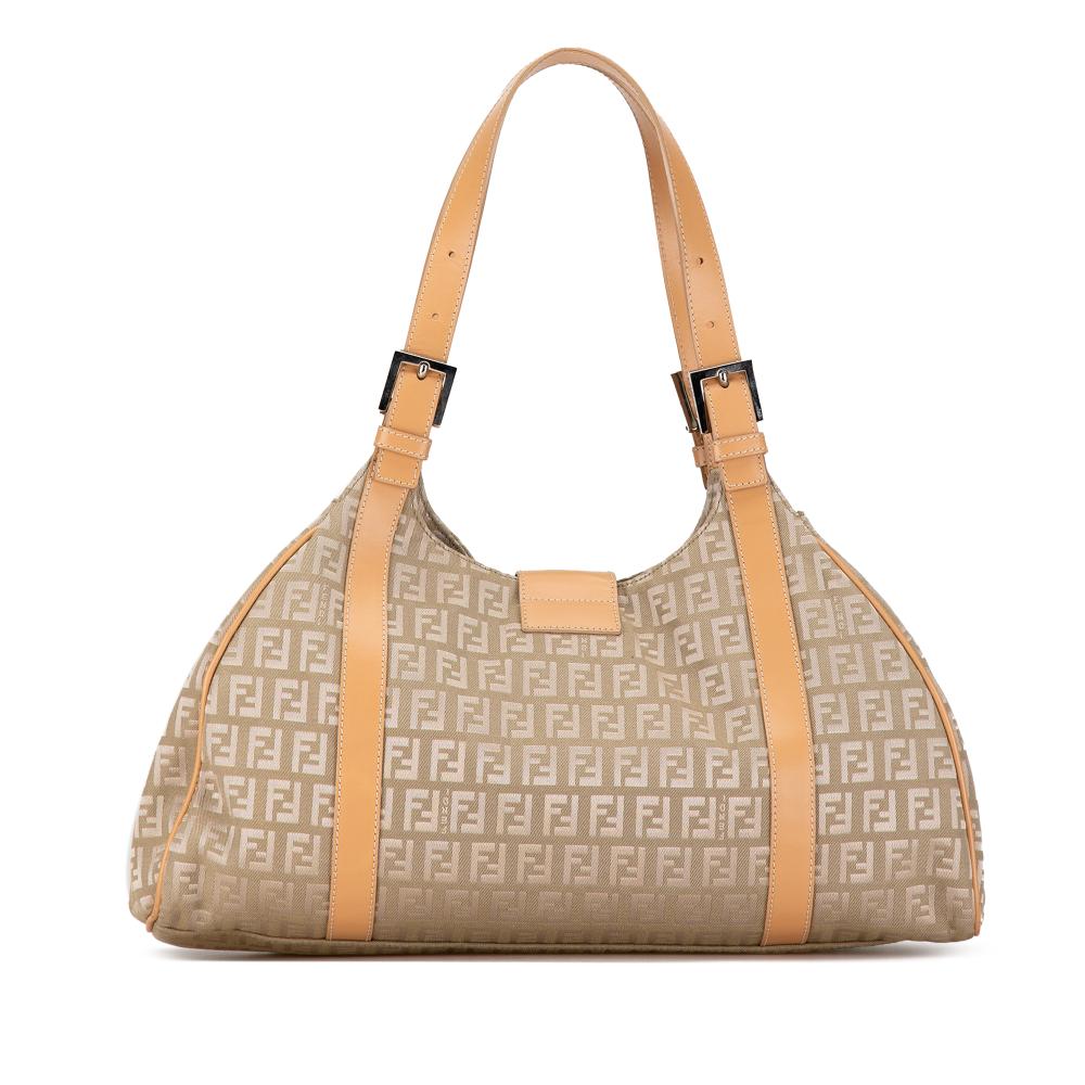 Beige Canvas Fendi Shoulder Bag