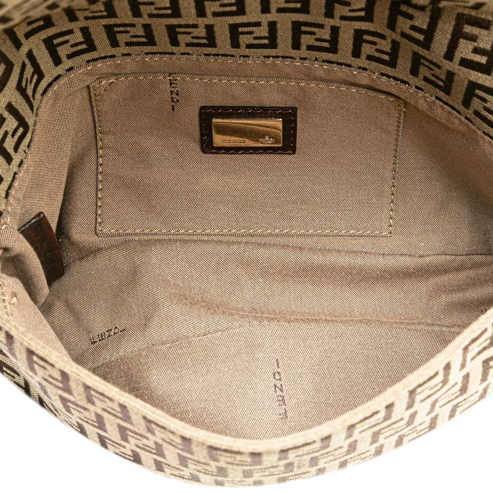 Beige Canvas Fendi Shoulder Bag