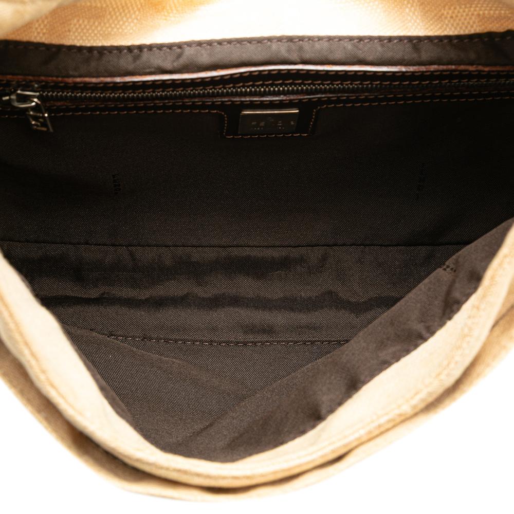 Beige Canvas Fendi Shoulder Bag