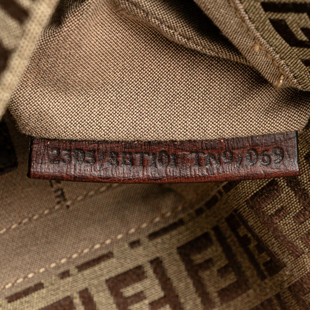 Beige Canvas Fendi Shoulder Bag