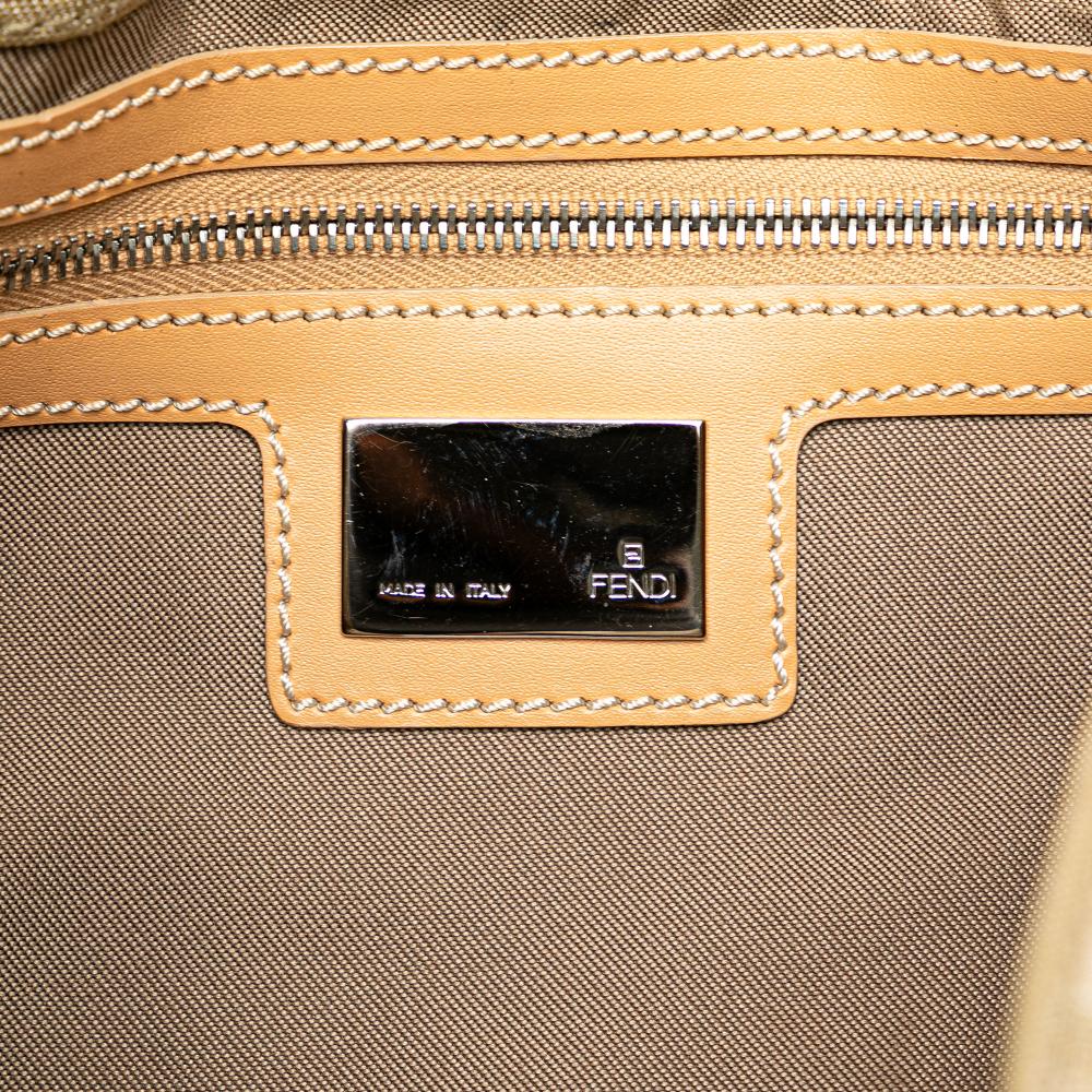 Beige Canvas Fendi Shoulder Bag