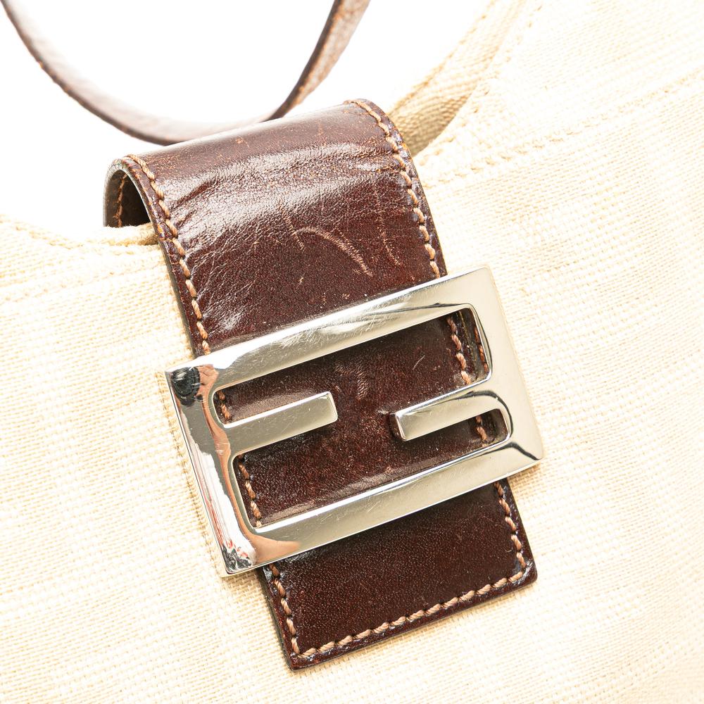 Beige Canvas Fendi Shoulder Bag