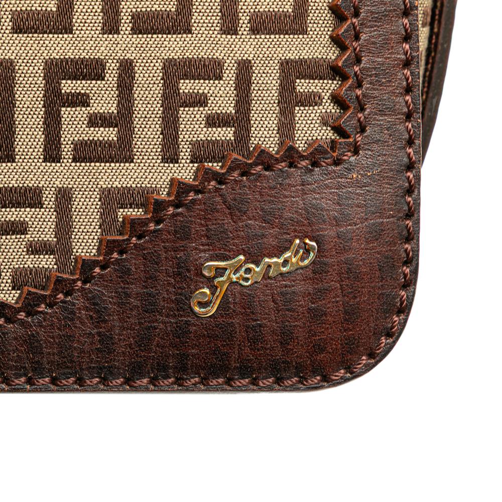 Beige Canvas Fendi Shoulder Bag