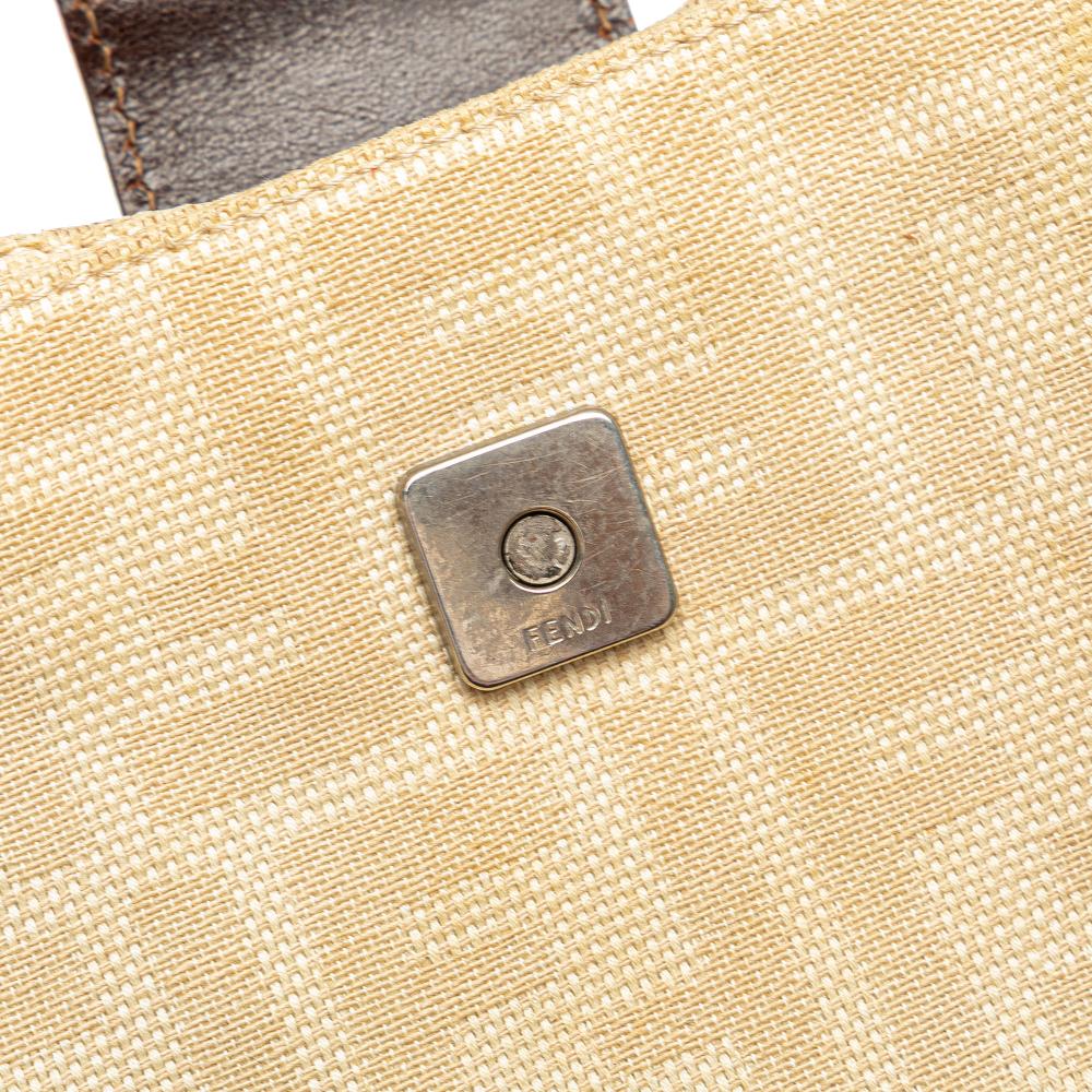 Beige Canvas Fendi Shoulder Bag