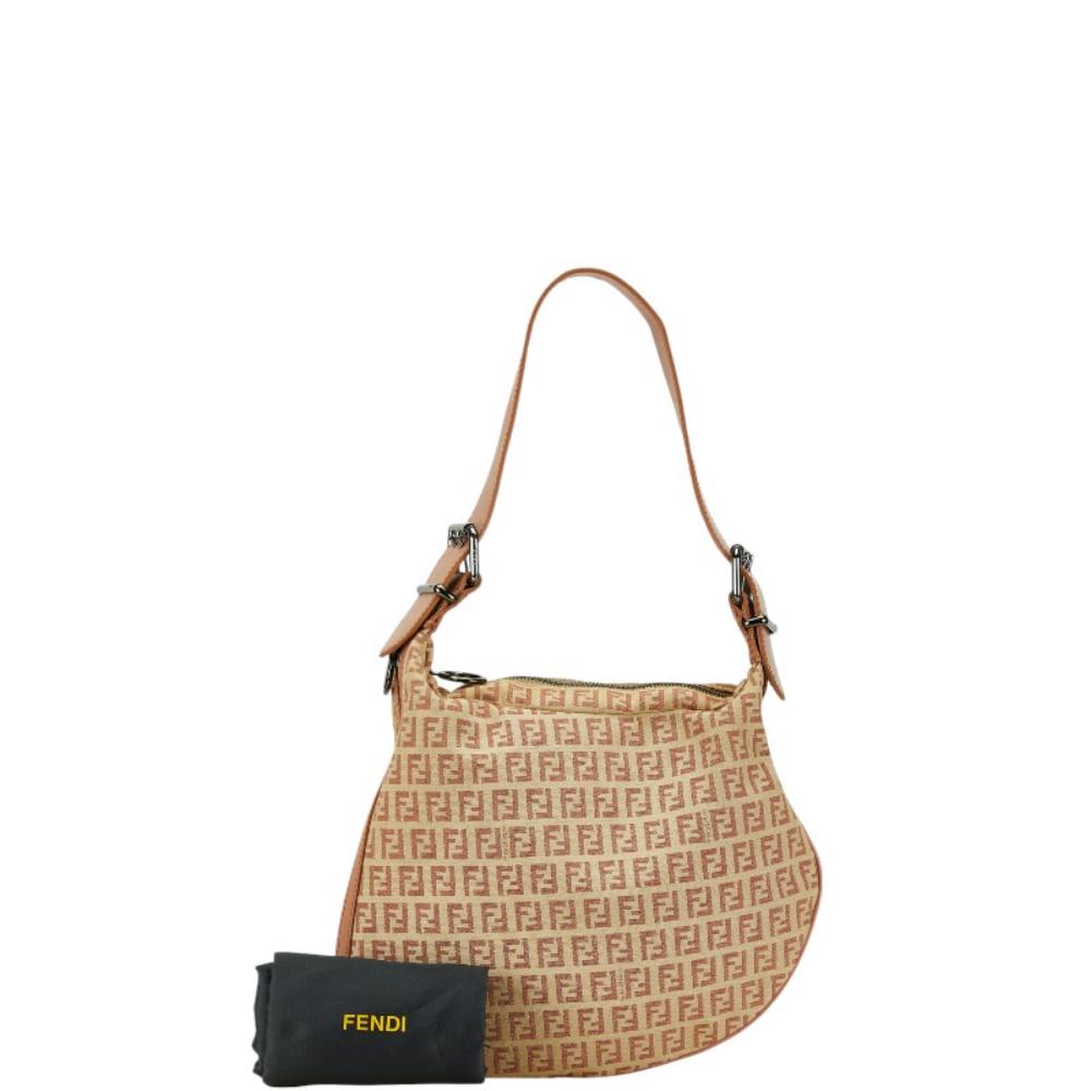 Beige Canvas Fendi Shoulder Bag