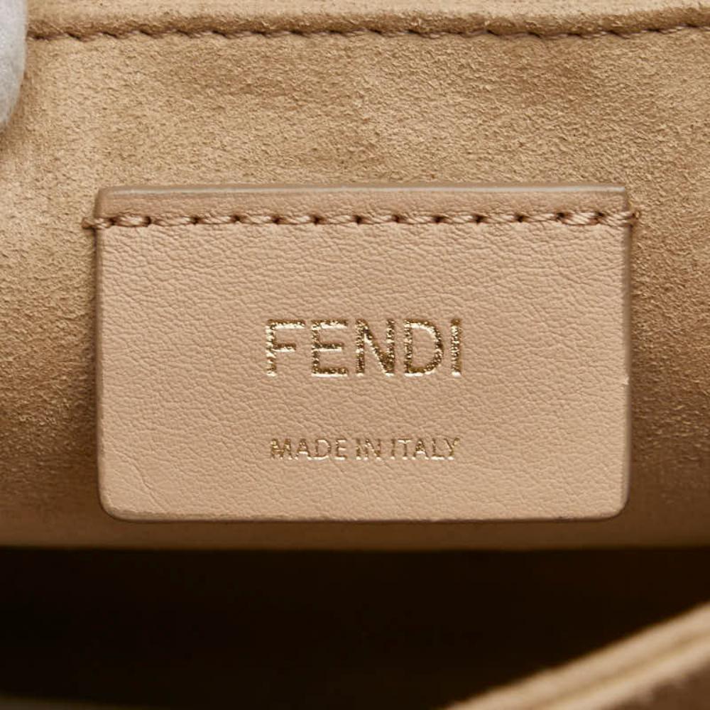Beige Leather Fendi Shoulder Bag