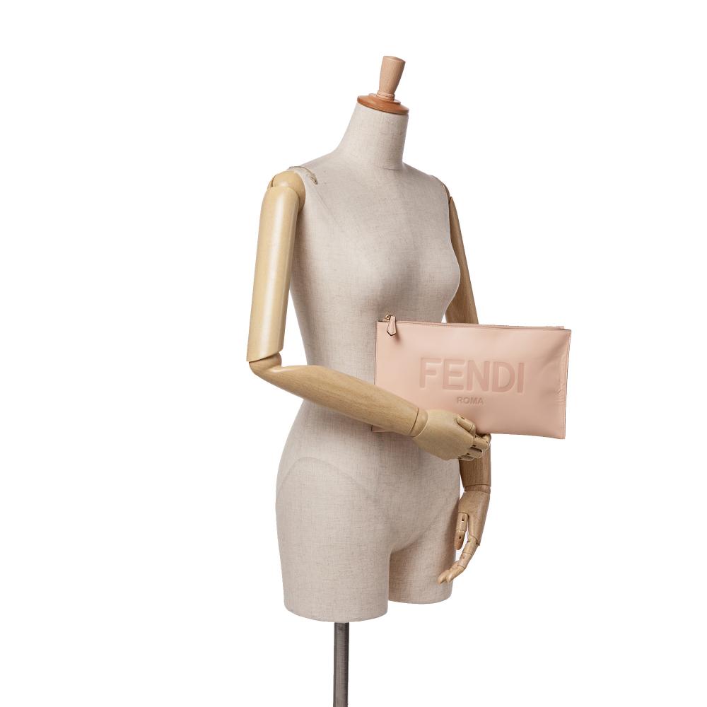 Beige Leather Fendi Clutch