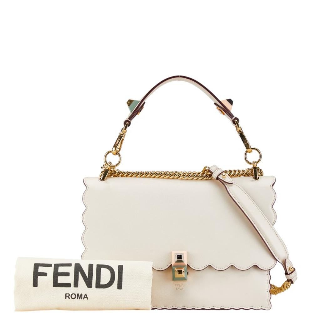 Beige Leather Fendi Shoulder Bag