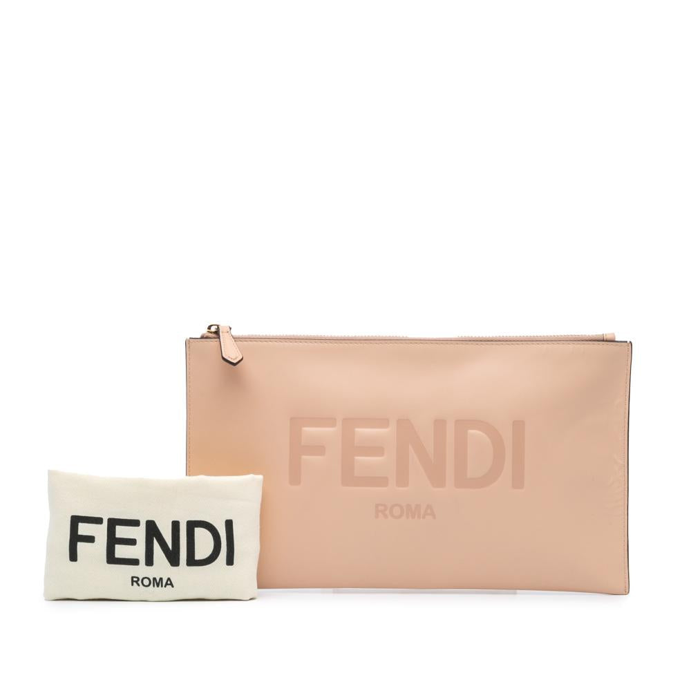 Beige Leather Fendi Clutch