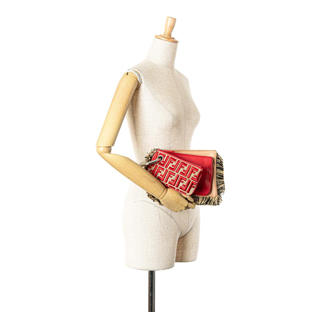 Beige Leather Fendi Clutch