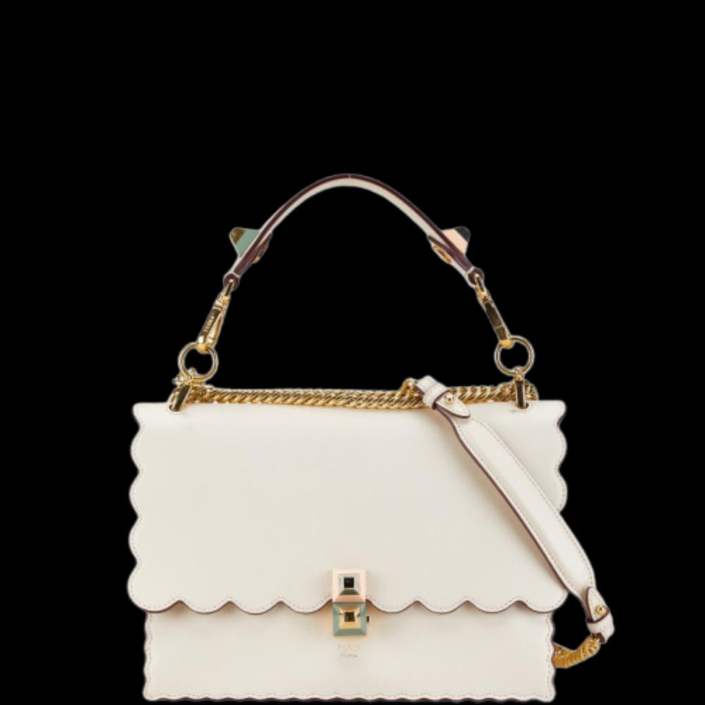 Beige Leather Fendi Shoulder Bag
