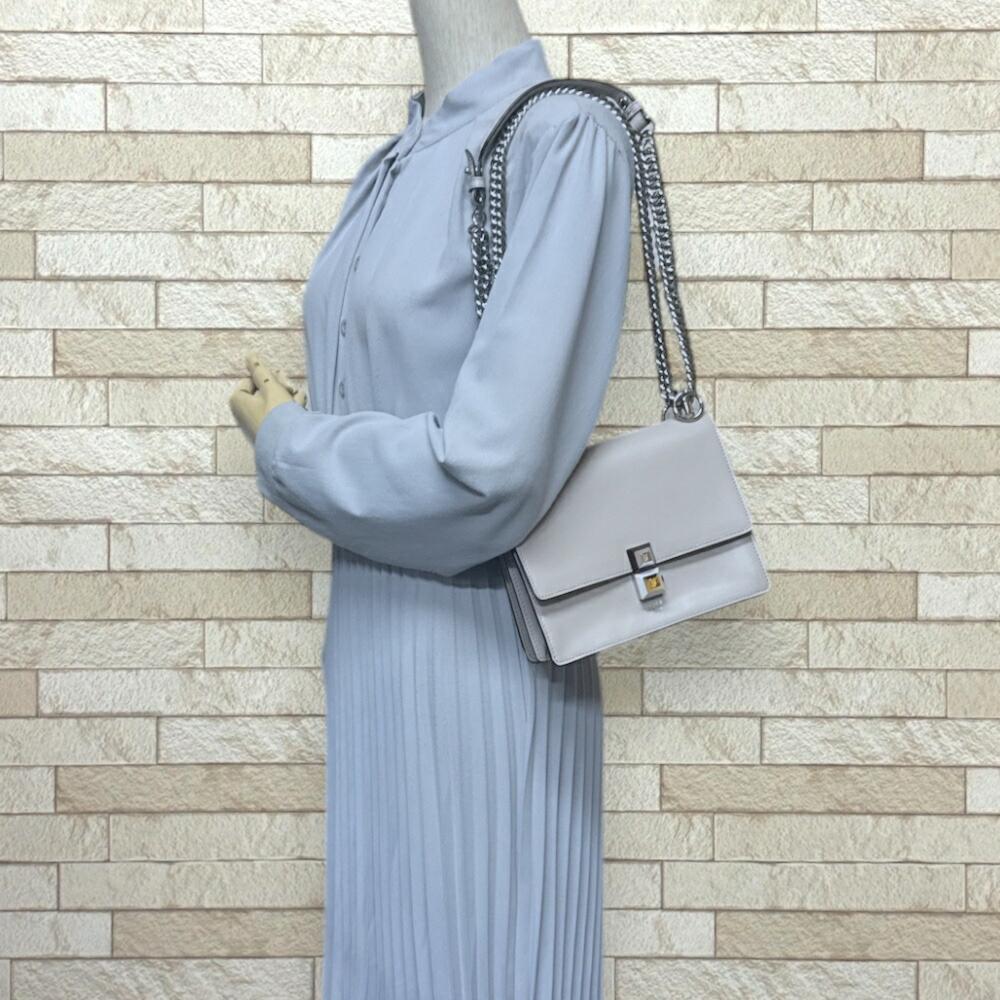 Beige Leather Fendi Shoulder Bag