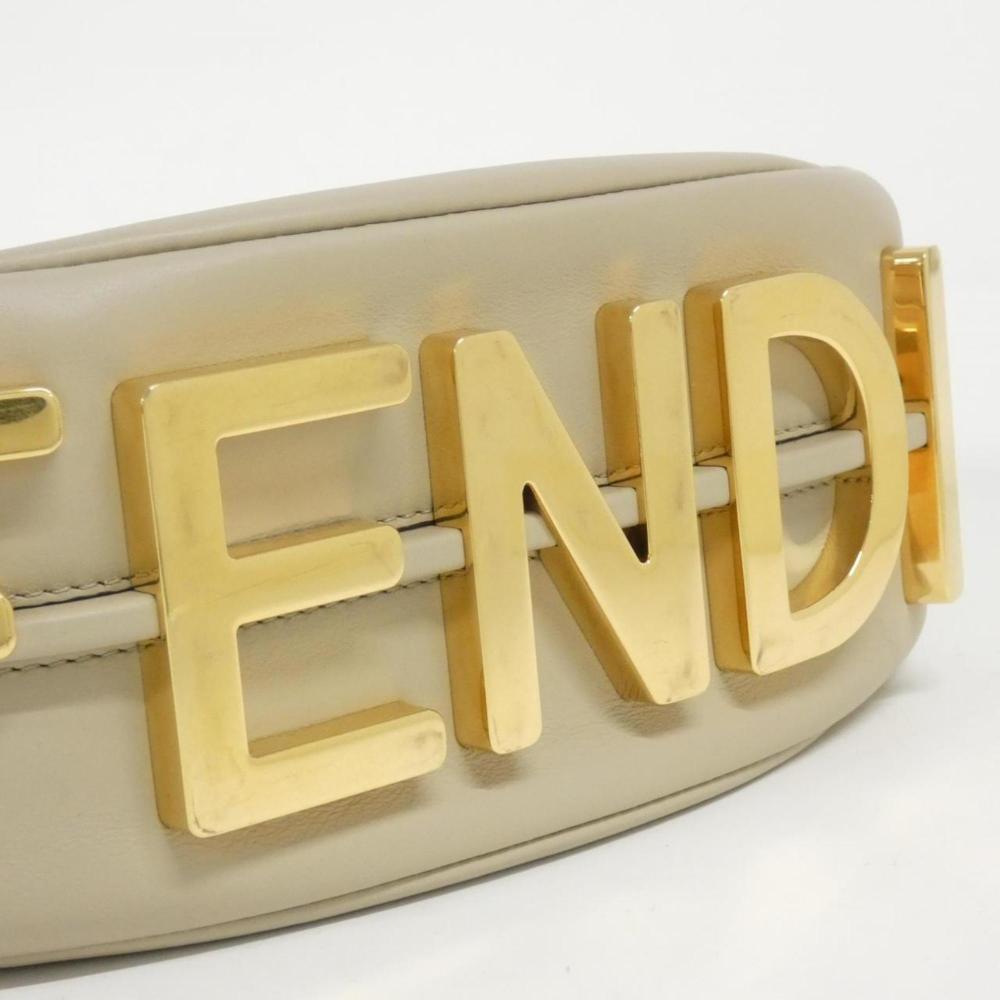 Beige Leather Fendi Shoulder Bag