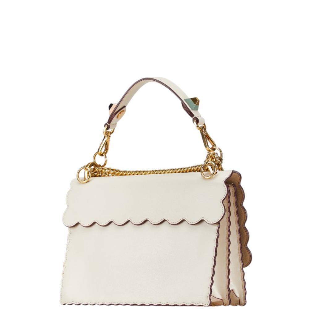 Beige Leather Fendi Shoulder Bag
