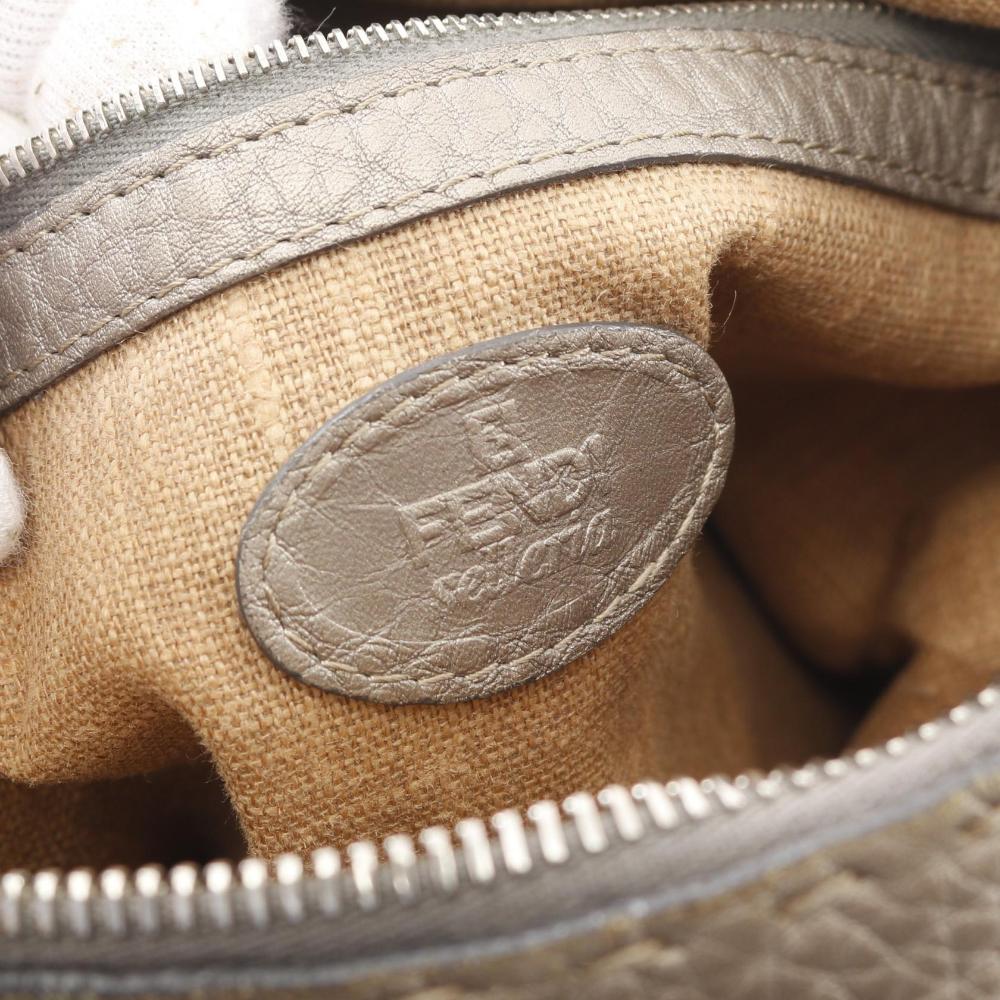 Beige Leather Fendi Shoulder Bag