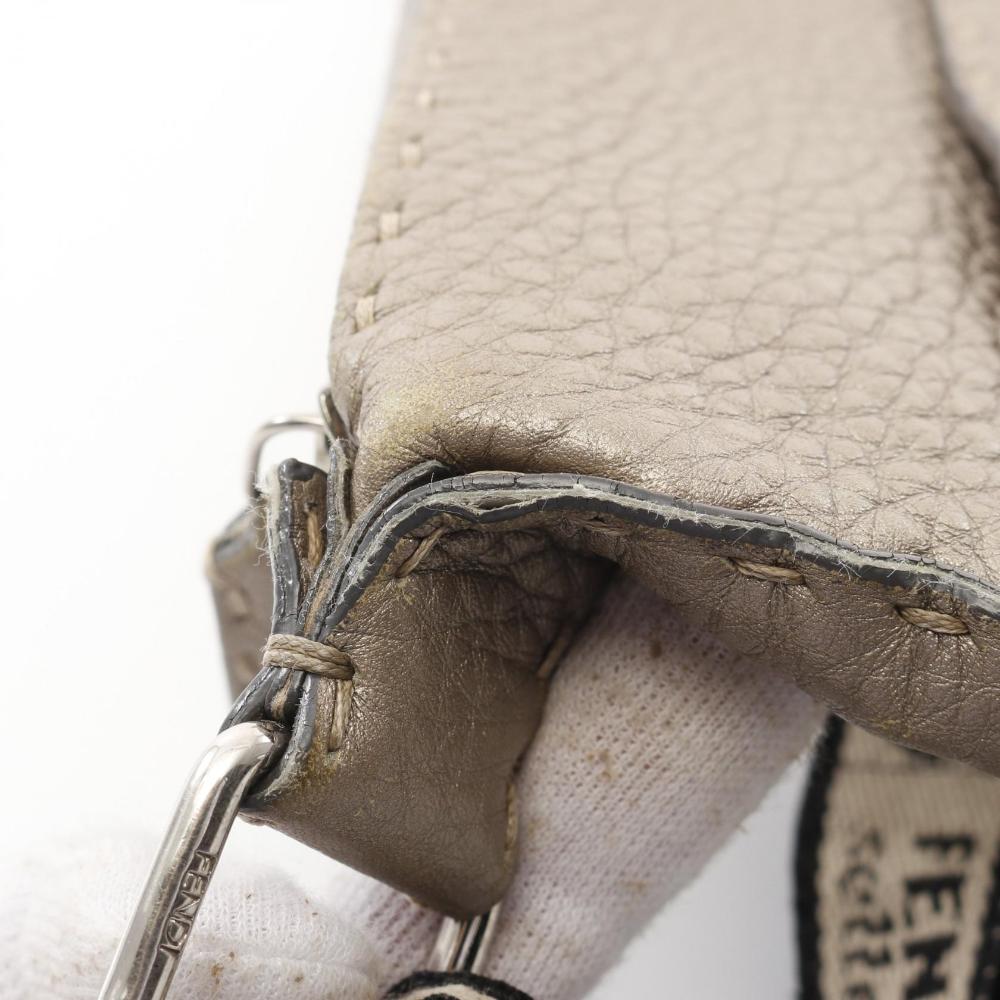 Beige Leather Fendi Shoulder Bag