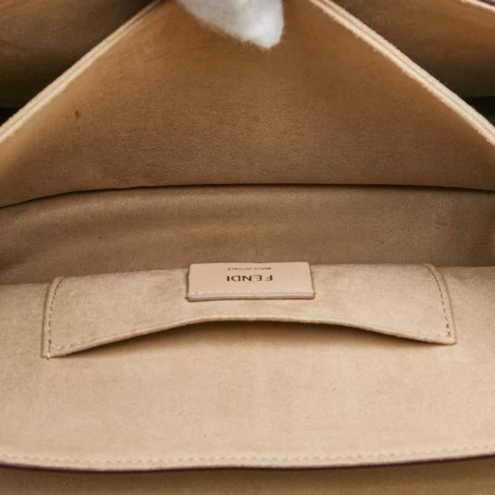 Beige Leather Fendi Shoulder Bag