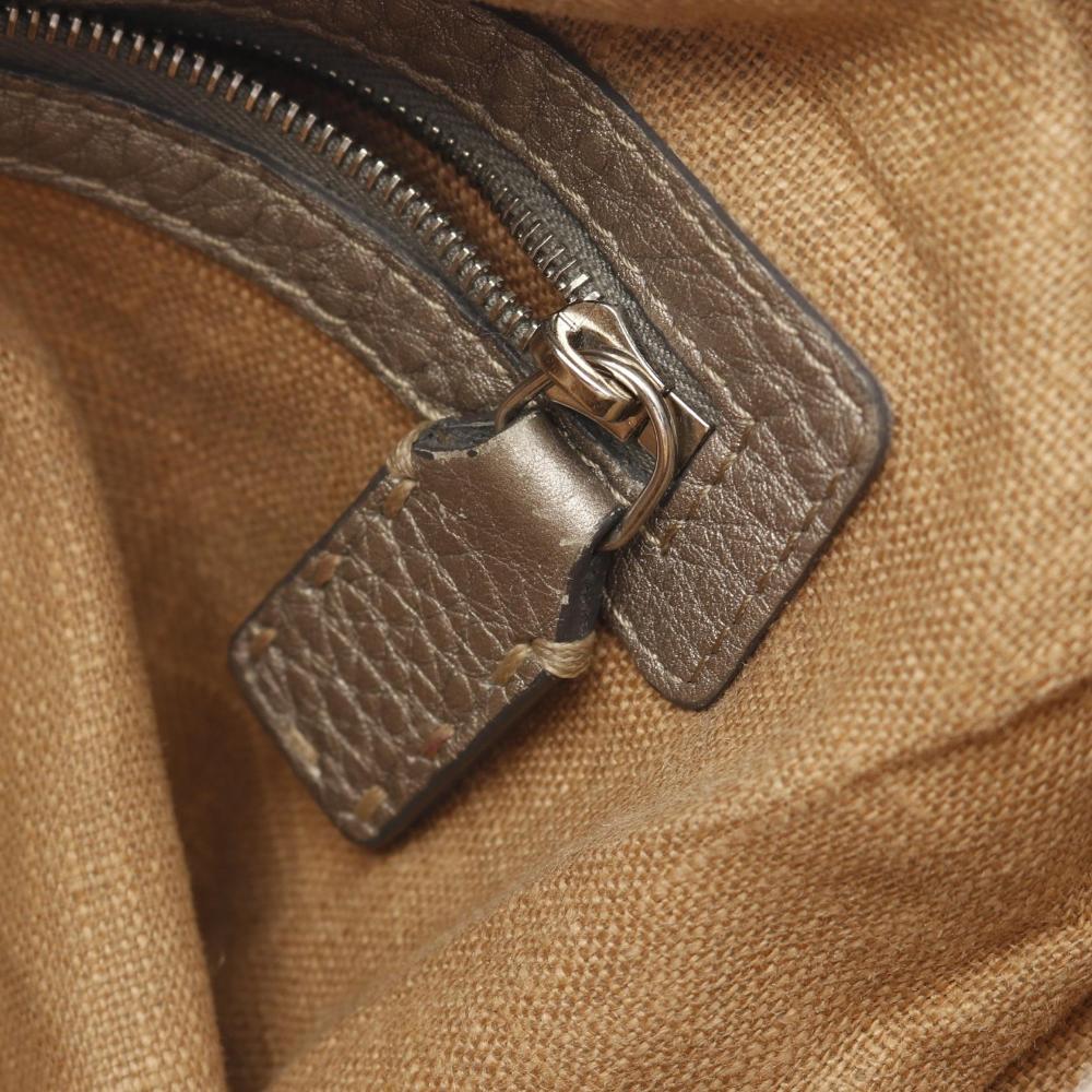 Beige Leather Fendi Shoulder Bag