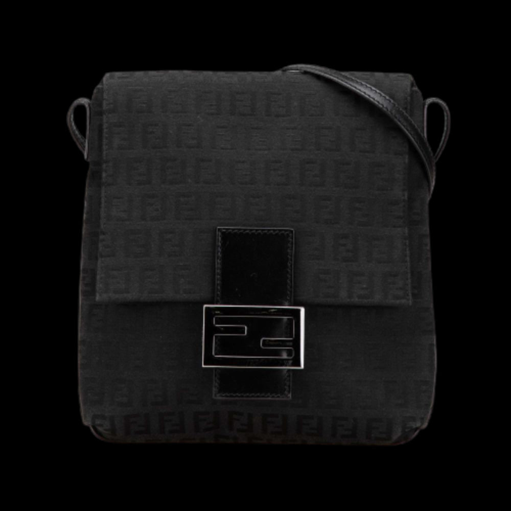 Black Canvas Fendi Crossbody Bag