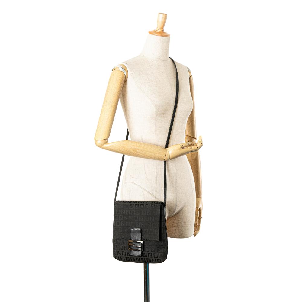 Black Canvas Fendi Crossbody Bag