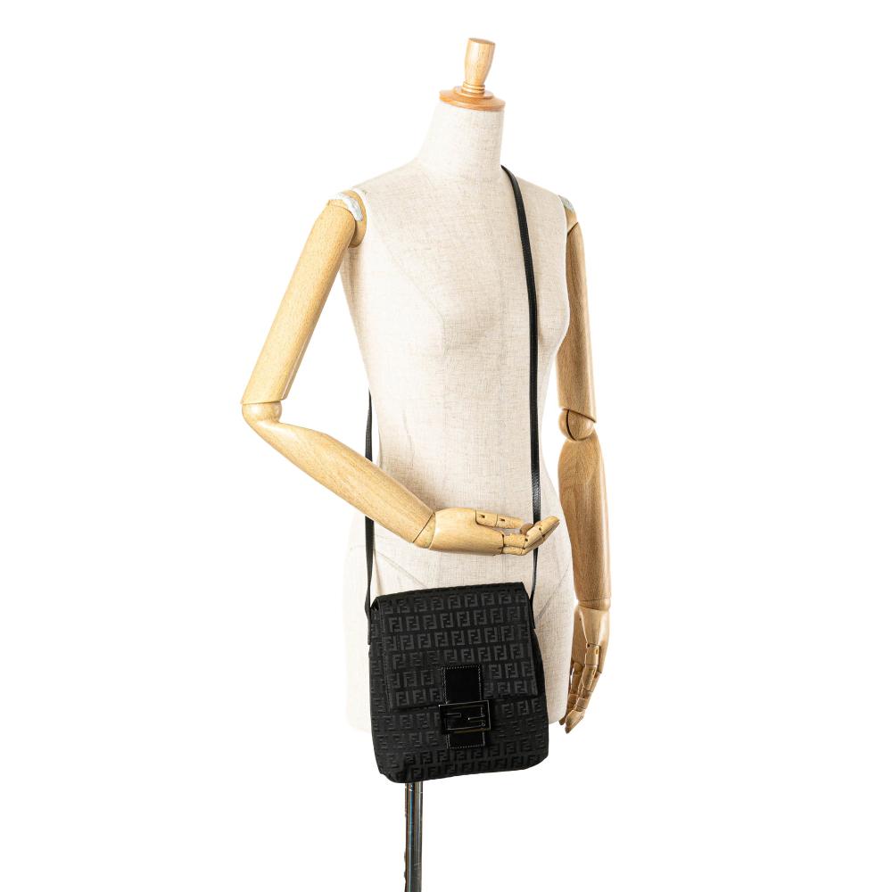 Black Canvas Fendi Crossbody Bag
