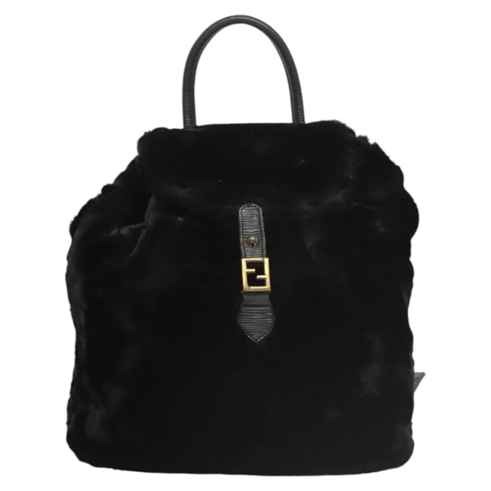 Black Leather Fendi Backpack
