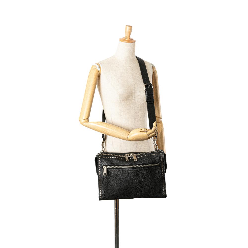 Black Leather Fendi Crossbody Bag