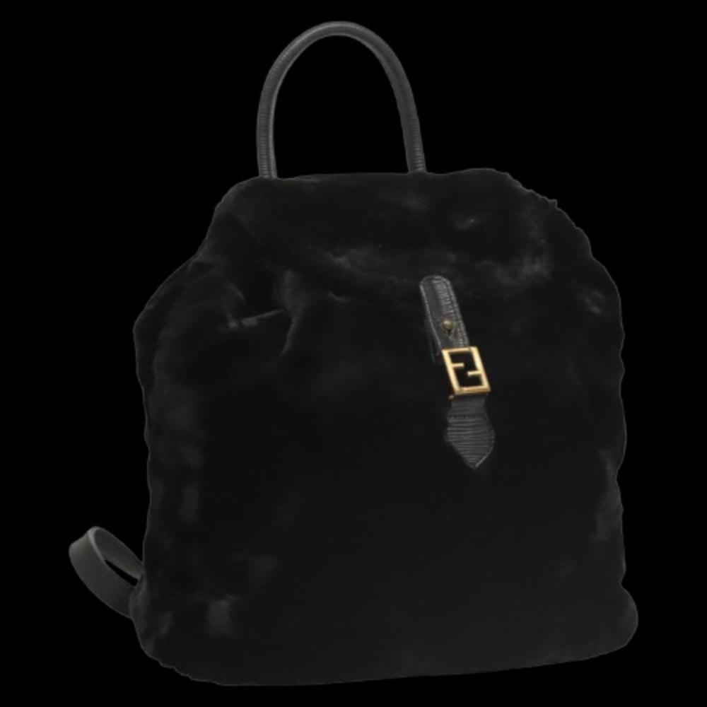 Black Leather Fendi Backpack