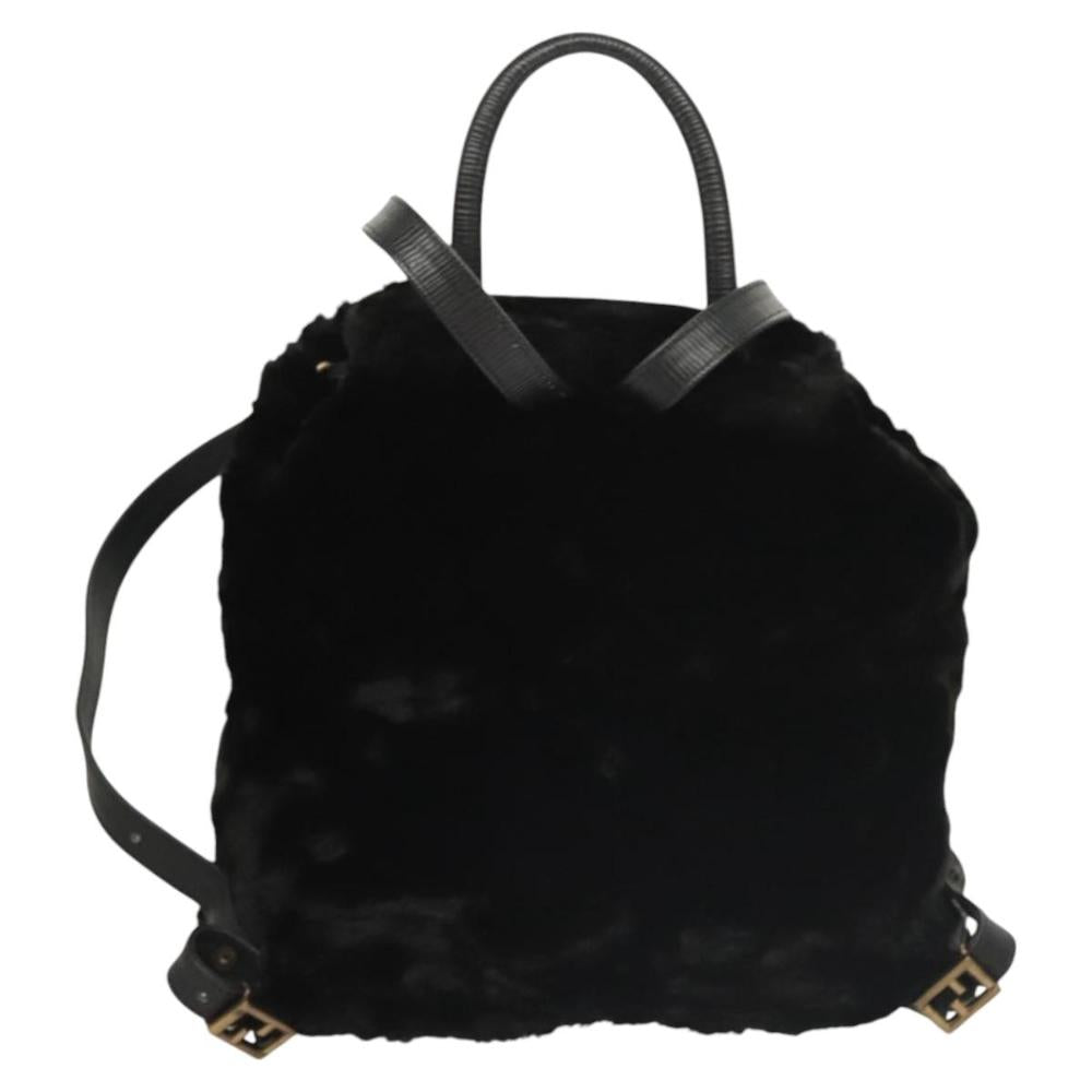 Black Leather Fendi Backpack