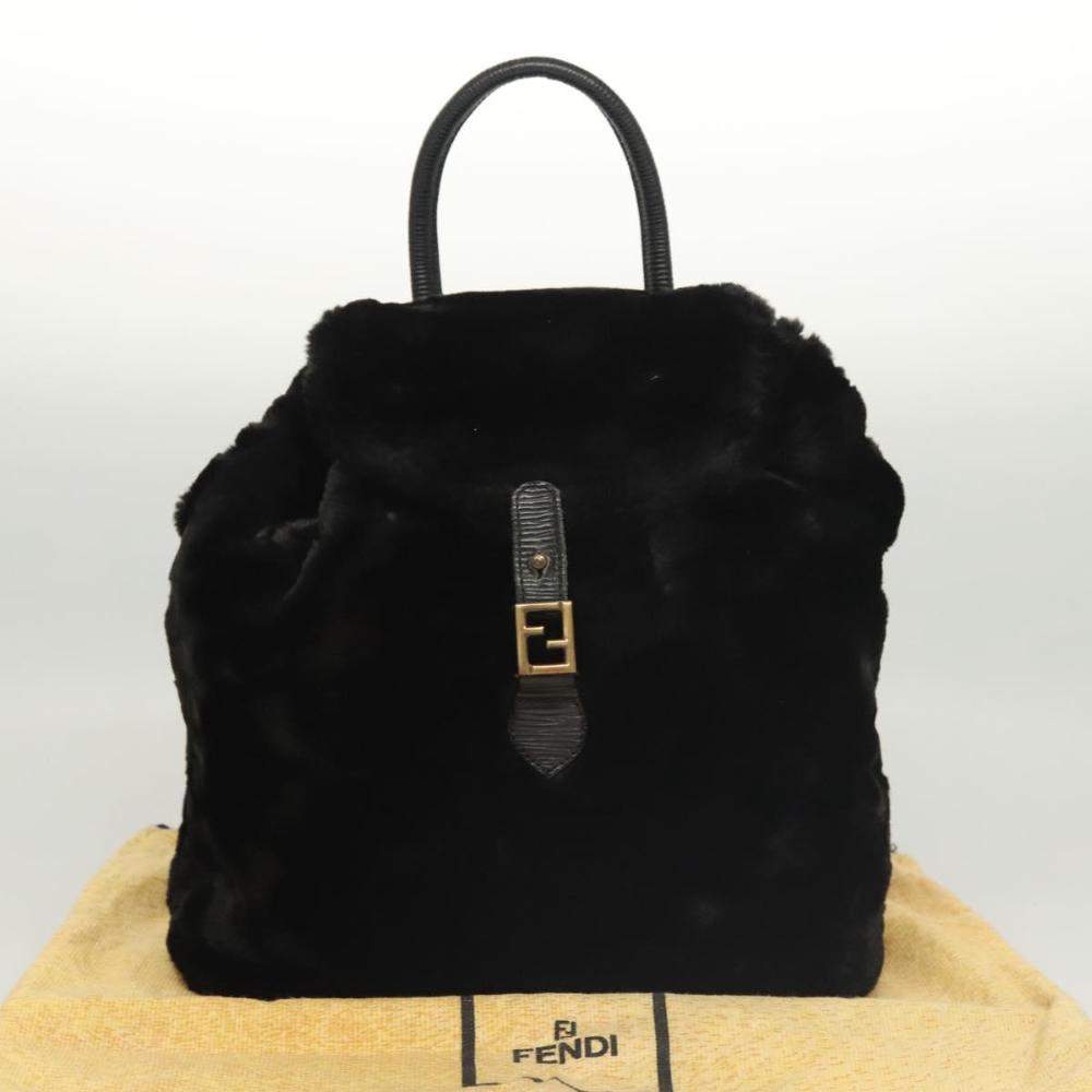 Black Leather Fendi Backpack