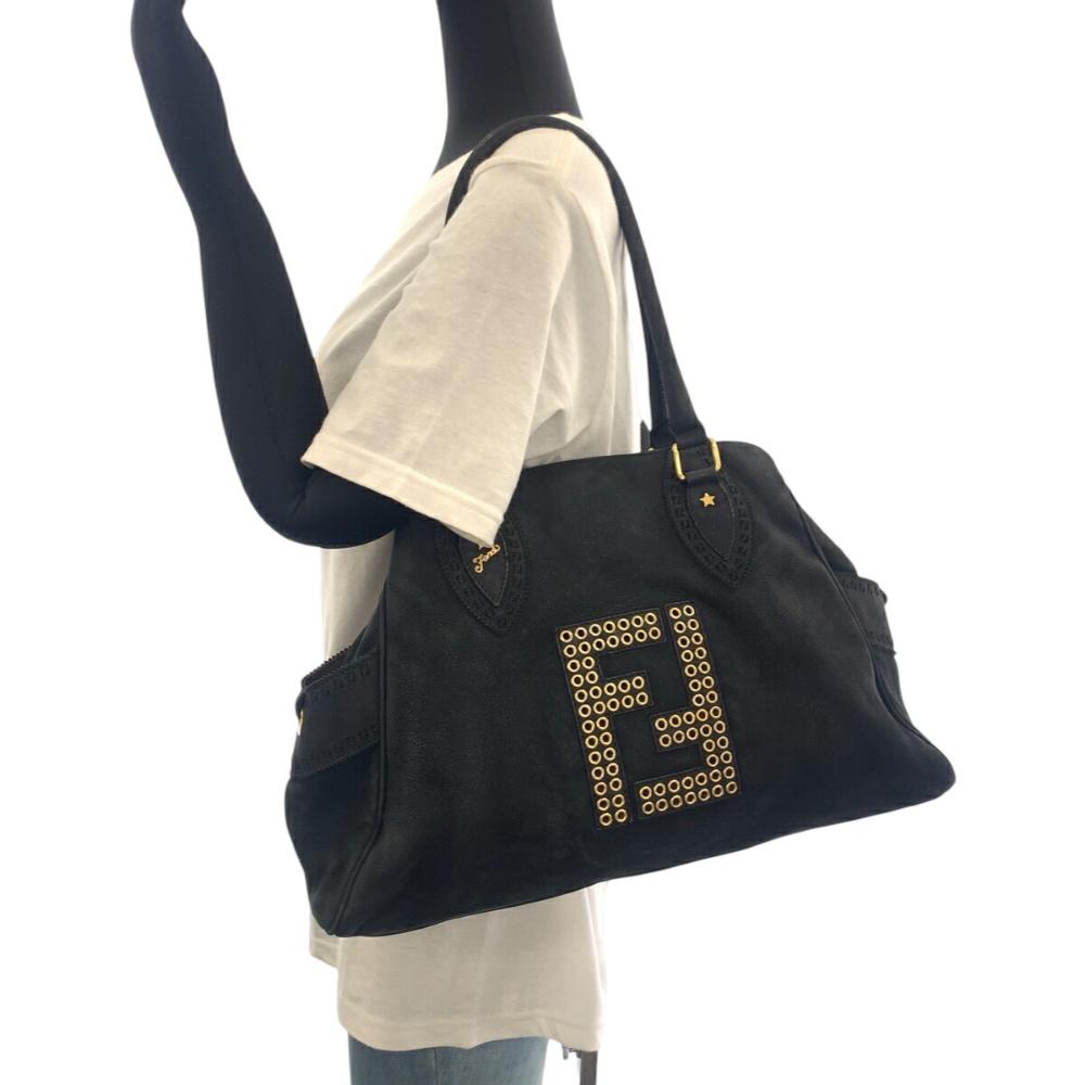 Black Suede Fendi Shoulder Bag