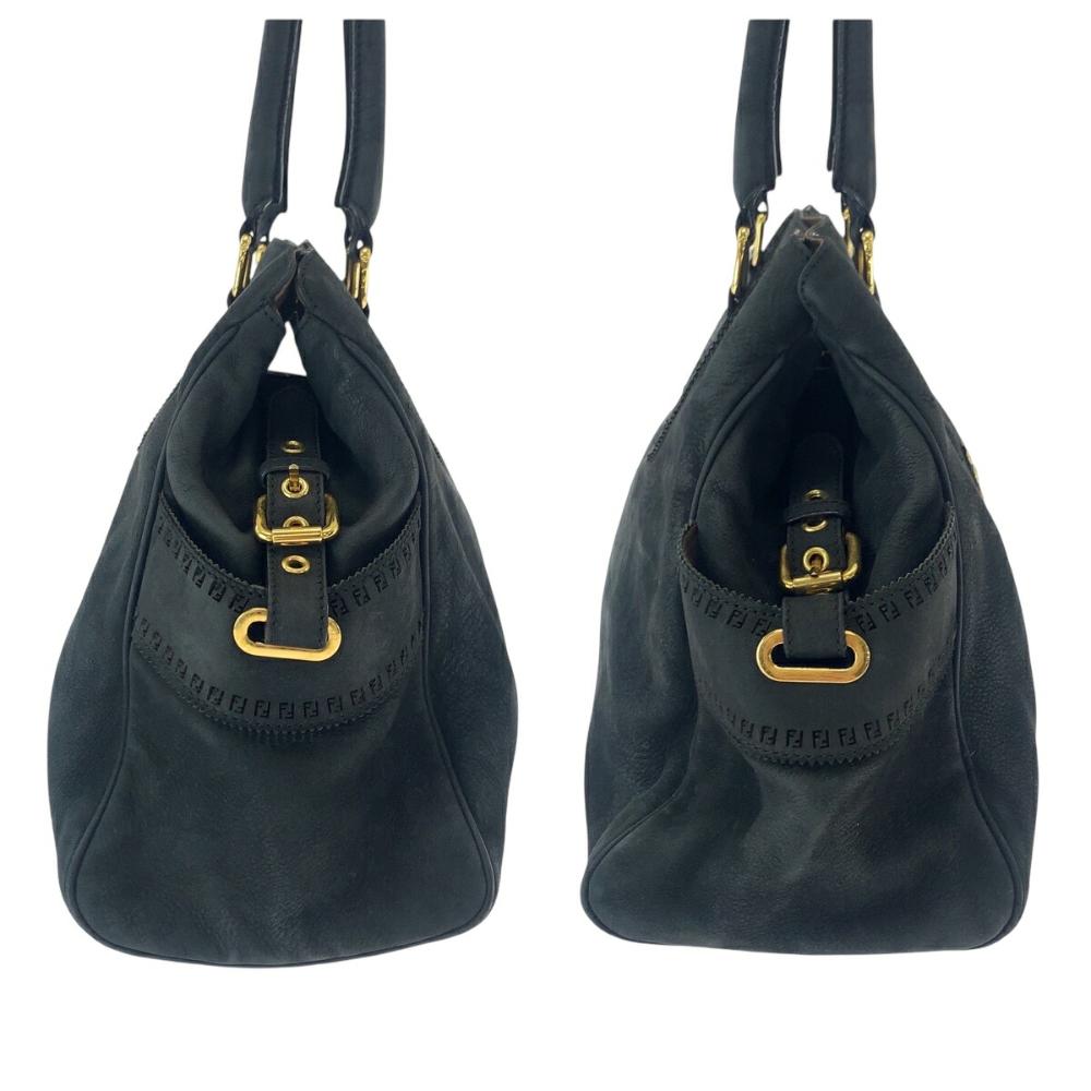 Black Suede Fendi Shoulder Bag