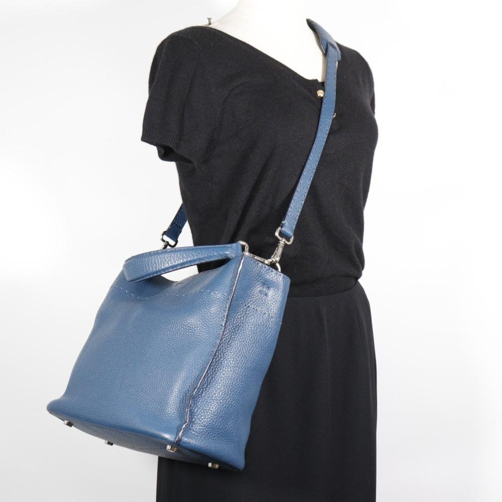 Blue Leather Fendi Shoulder Bag