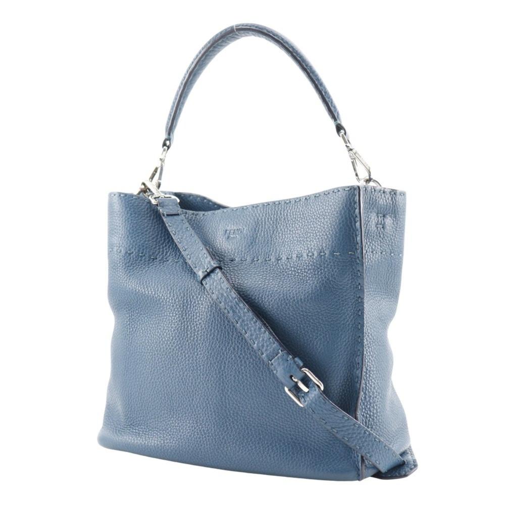 Blue Leather Fendi Shoulder Bag