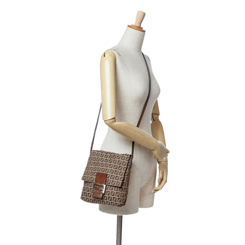 Brown Canvas Fendi Crossbody Bag