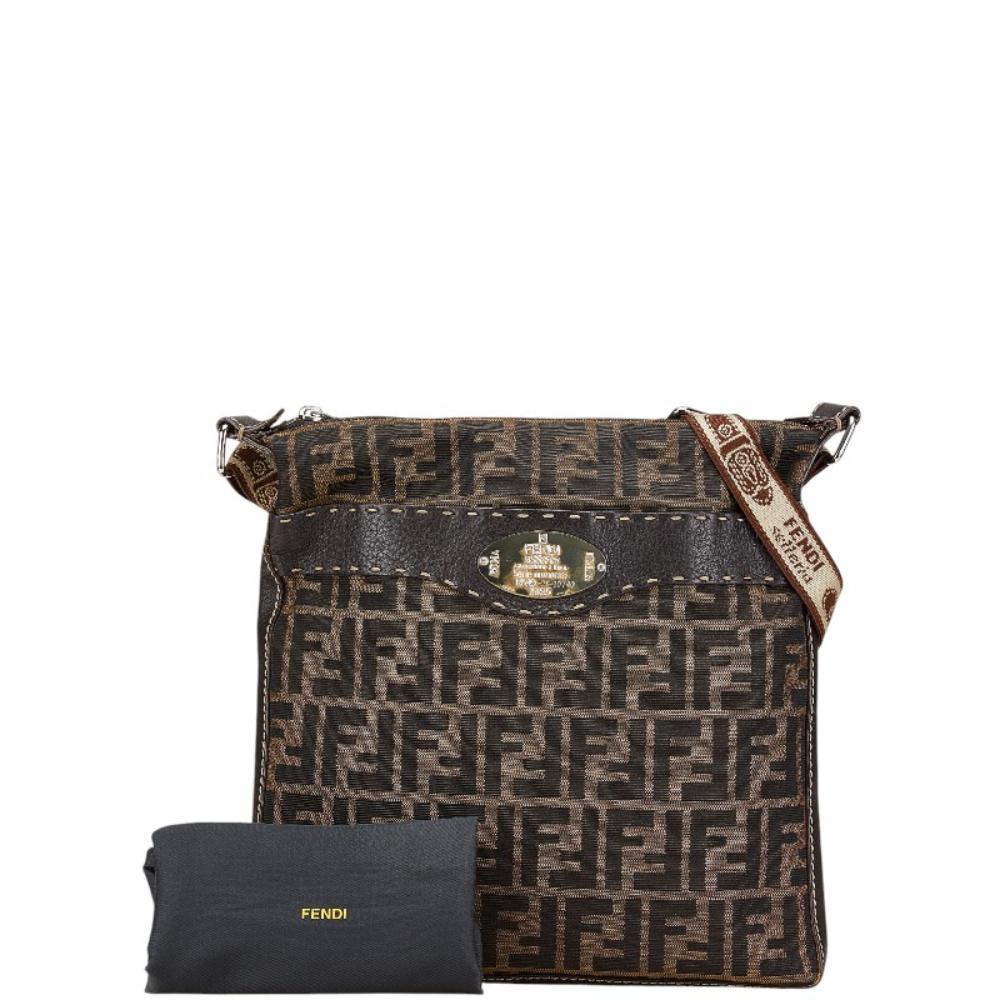 Brown Canvas Fendi Crossbody Bag