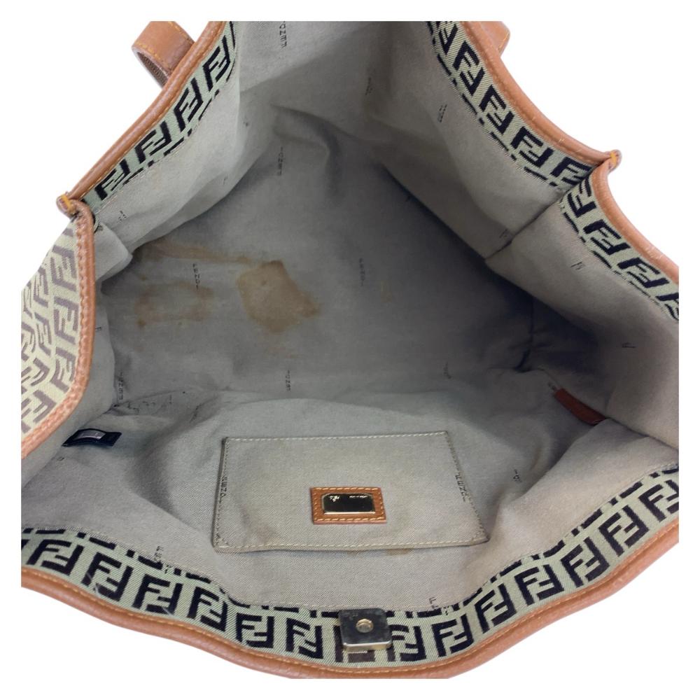 Brown Canvas Fendi Shoulder Bag