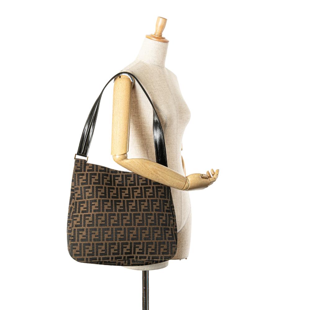 Brown Canvas Fendi Shoulder Bag