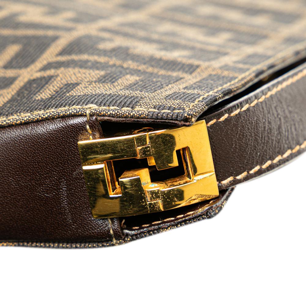 Brown Canvas Fendi Shoulder Bag