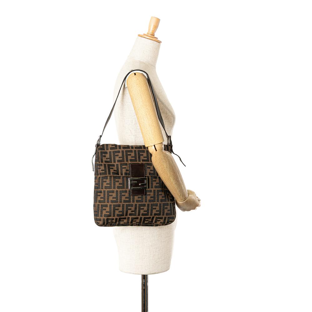 Brown Canvas Fendi Shoulder Bag