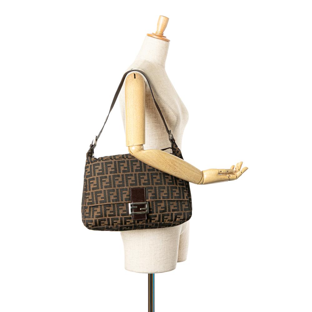 Brown Canvas Fendi Shoulder Bag