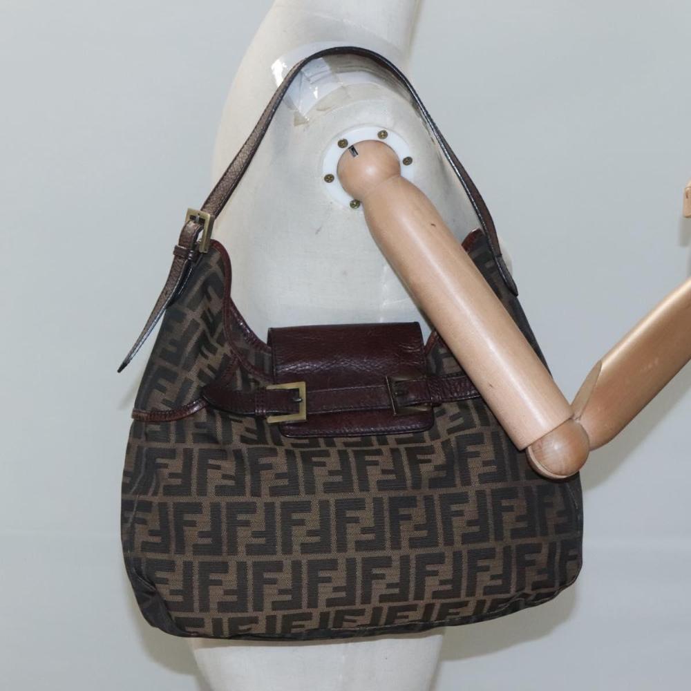 Brown Canvas Fendi Shoulder Bag